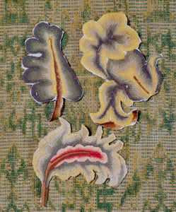 Antique Crewelwork Leaves FIVE