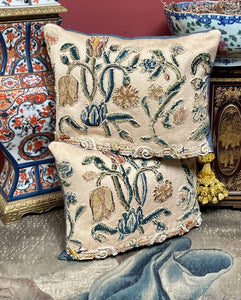 18th Century Crewelwork Cushions PAIR