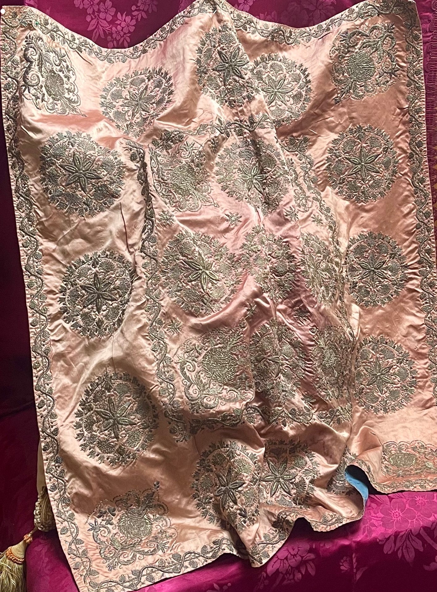 Antique Ottoman Metallic Embroidered Silk Cover