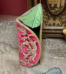 18th Century Metal Embroidered Silk Velvet Purse