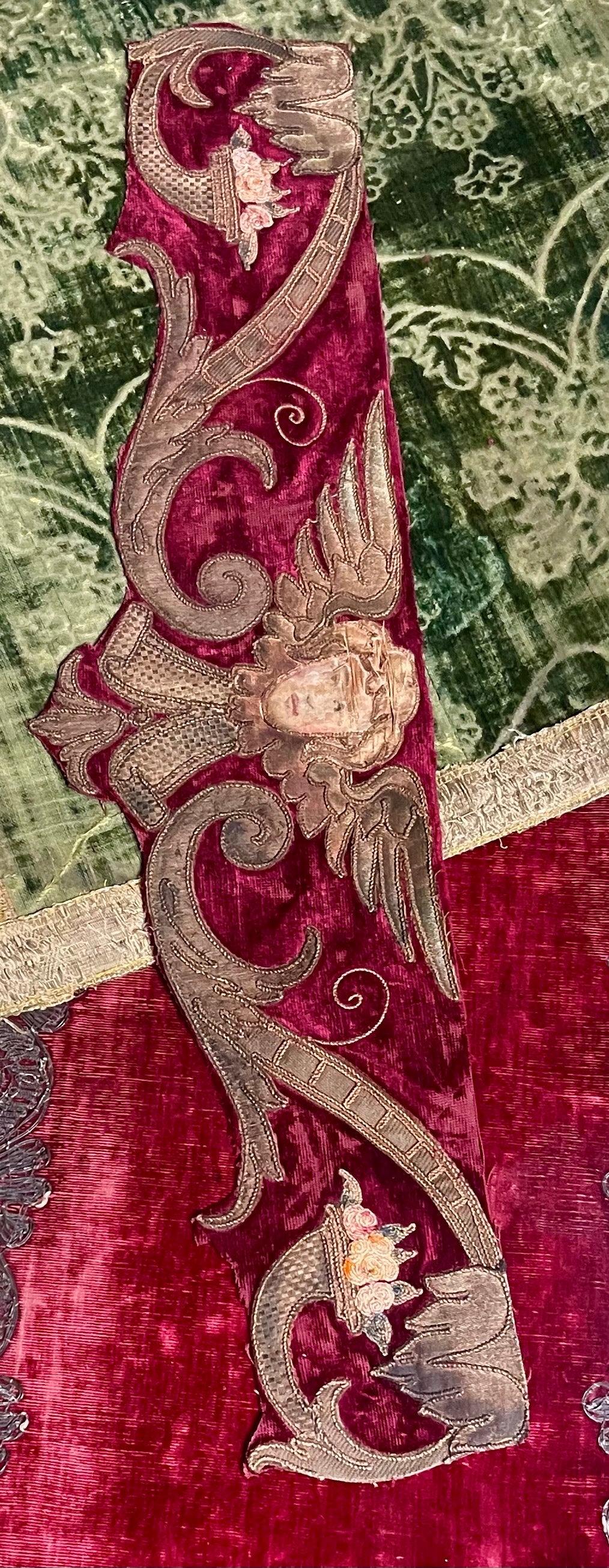 18th Century Embroidery Winged Cherub