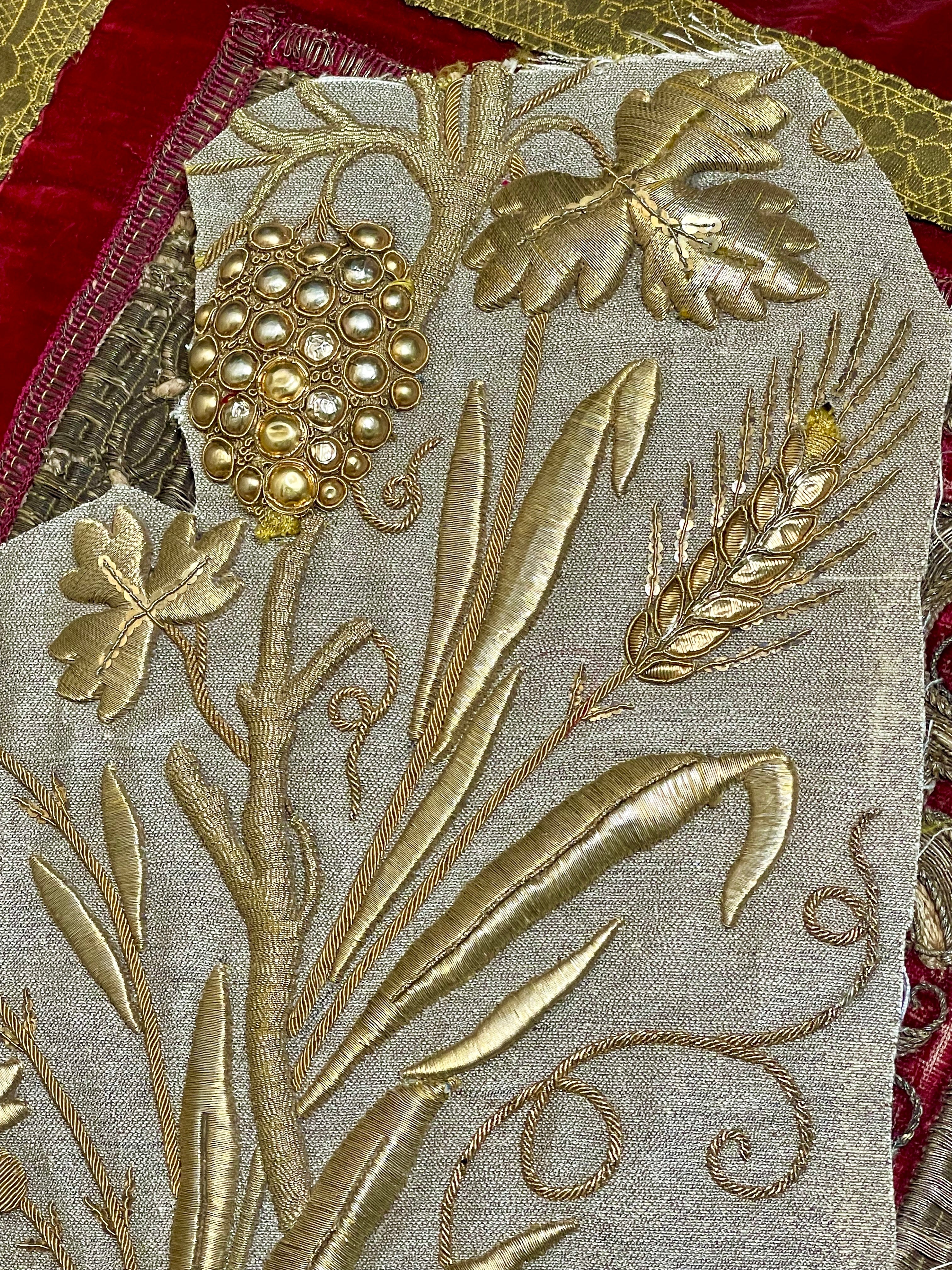 Antique Gold Metallic Embroidery Applique