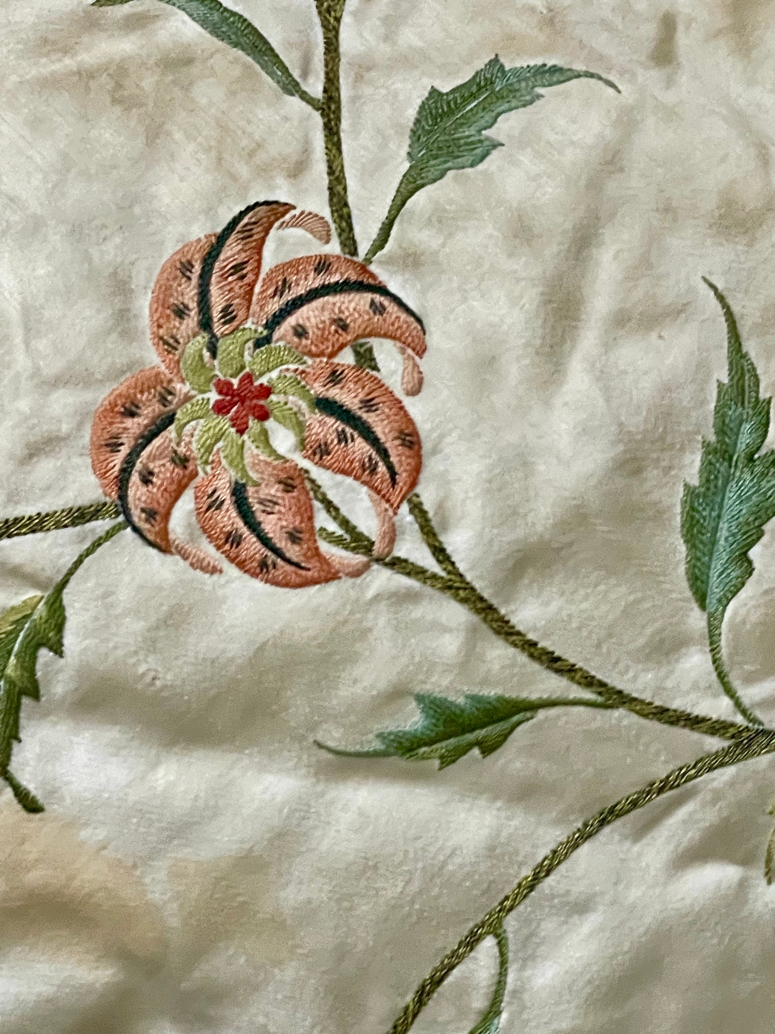 18th Century Embroidered Silk Panel