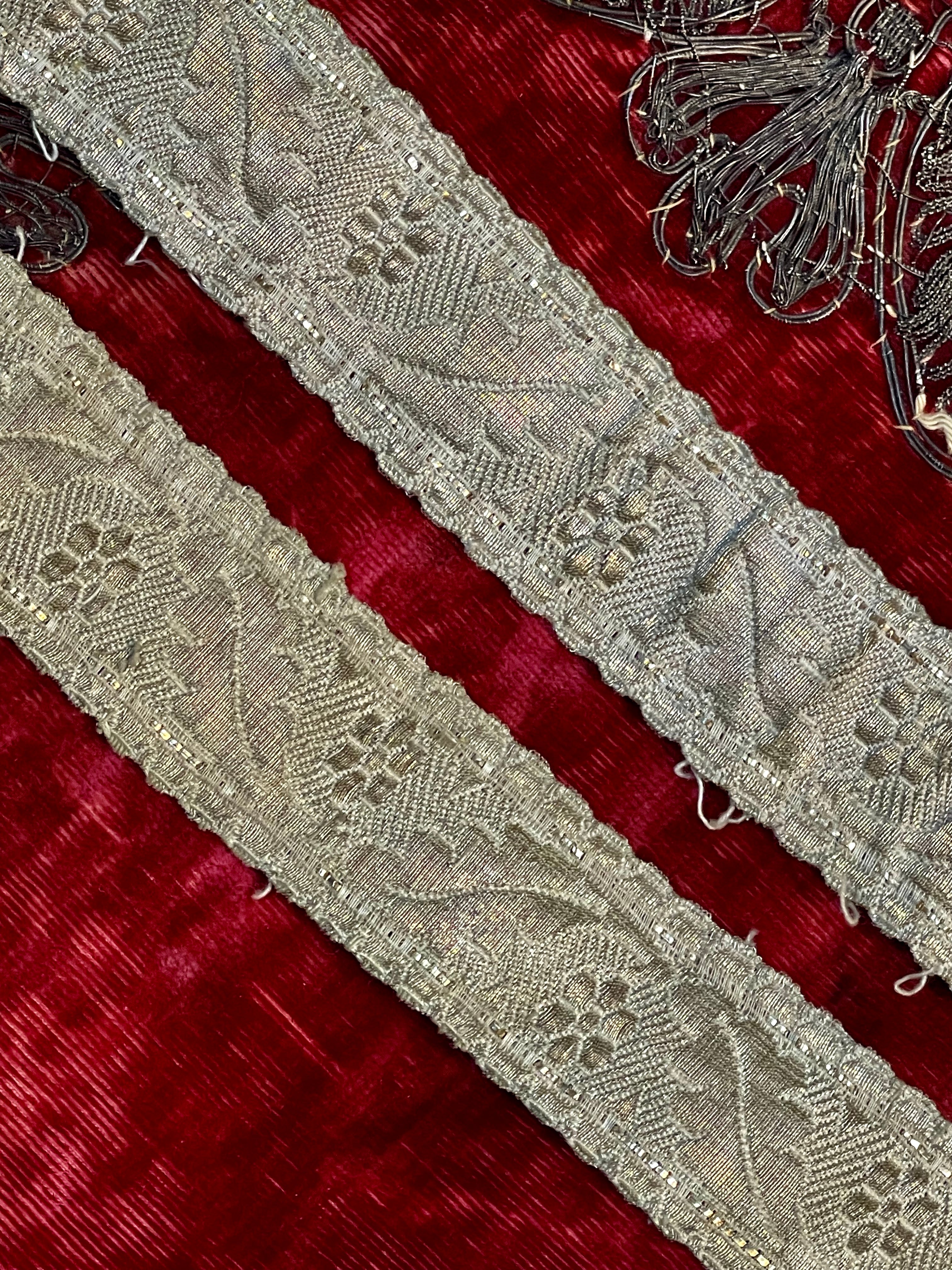 19th Century Silver Metallic Trim  163cm