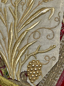 Antique Gold Metallic Embroidery Applique