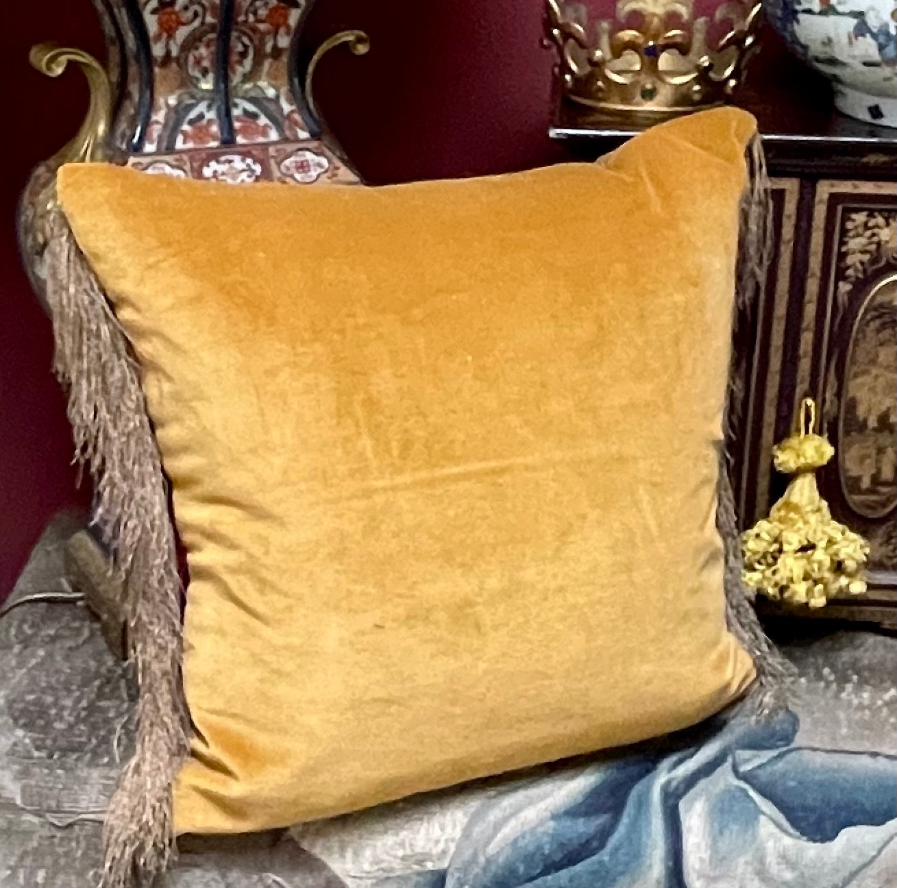 Antique Venetian Silk Velvet Cushion