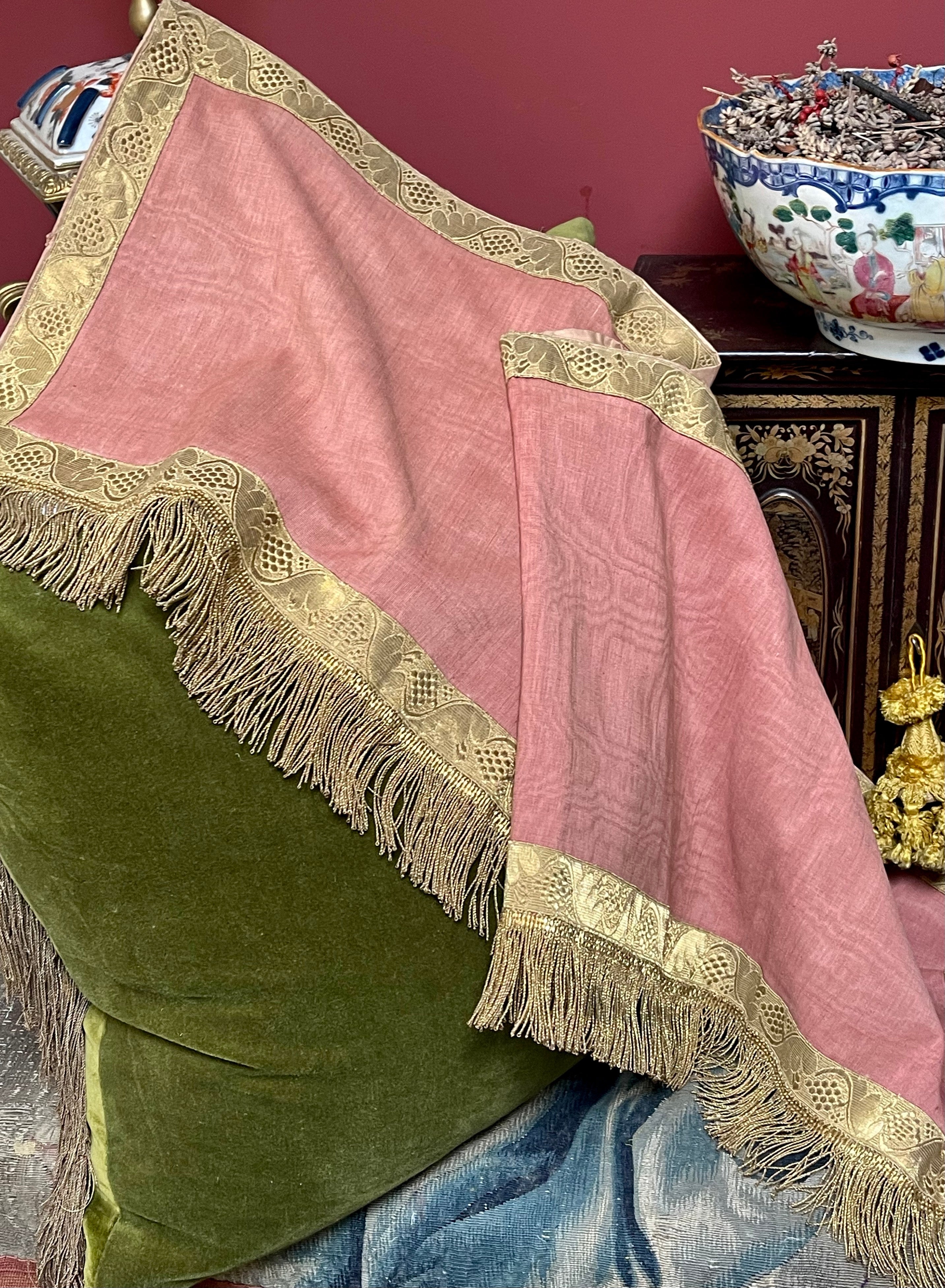 Antique Pink Moire Silk Valance Pelmet