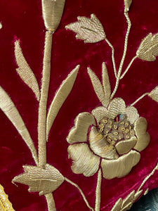 Antique Gold Metallic Embroidery Velvet