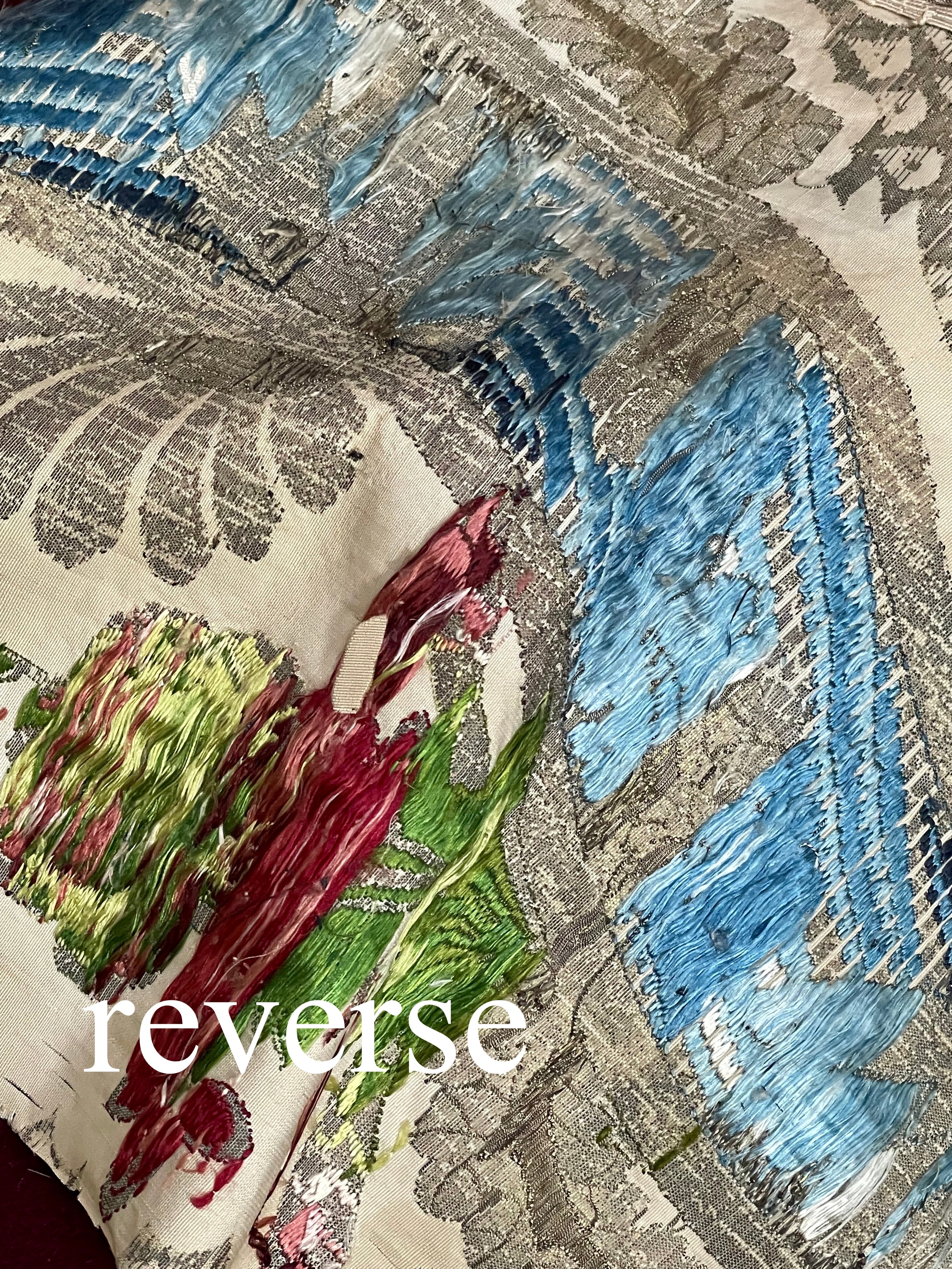 18th Century Silk Brocade Document Fragment