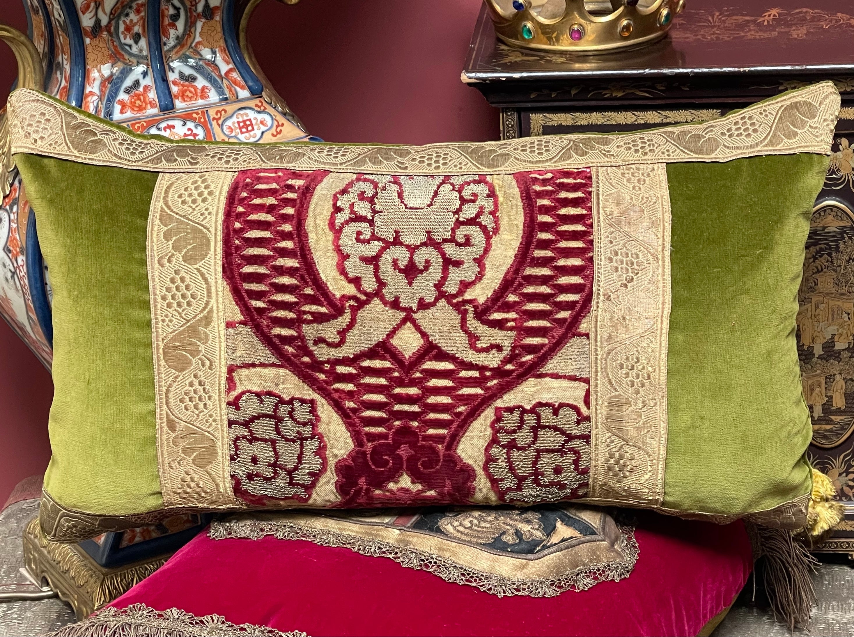 Antique Pillow 16th Century Venetian Pomegranate Panel