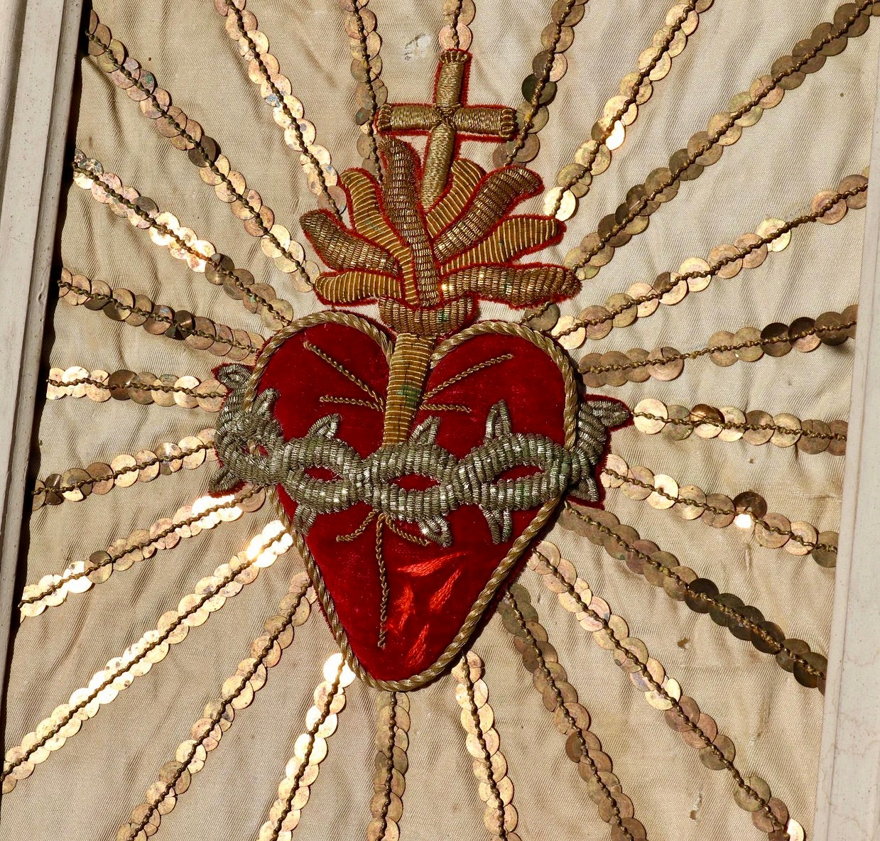 Antique Ecclesiastic Embroidery Sacred Heart