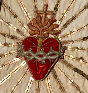 Antique Ecclesiastic Embroidery Sacred Heart