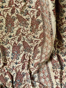 Antique Indo Persian Block Printed Kalamkari Curtains Panels