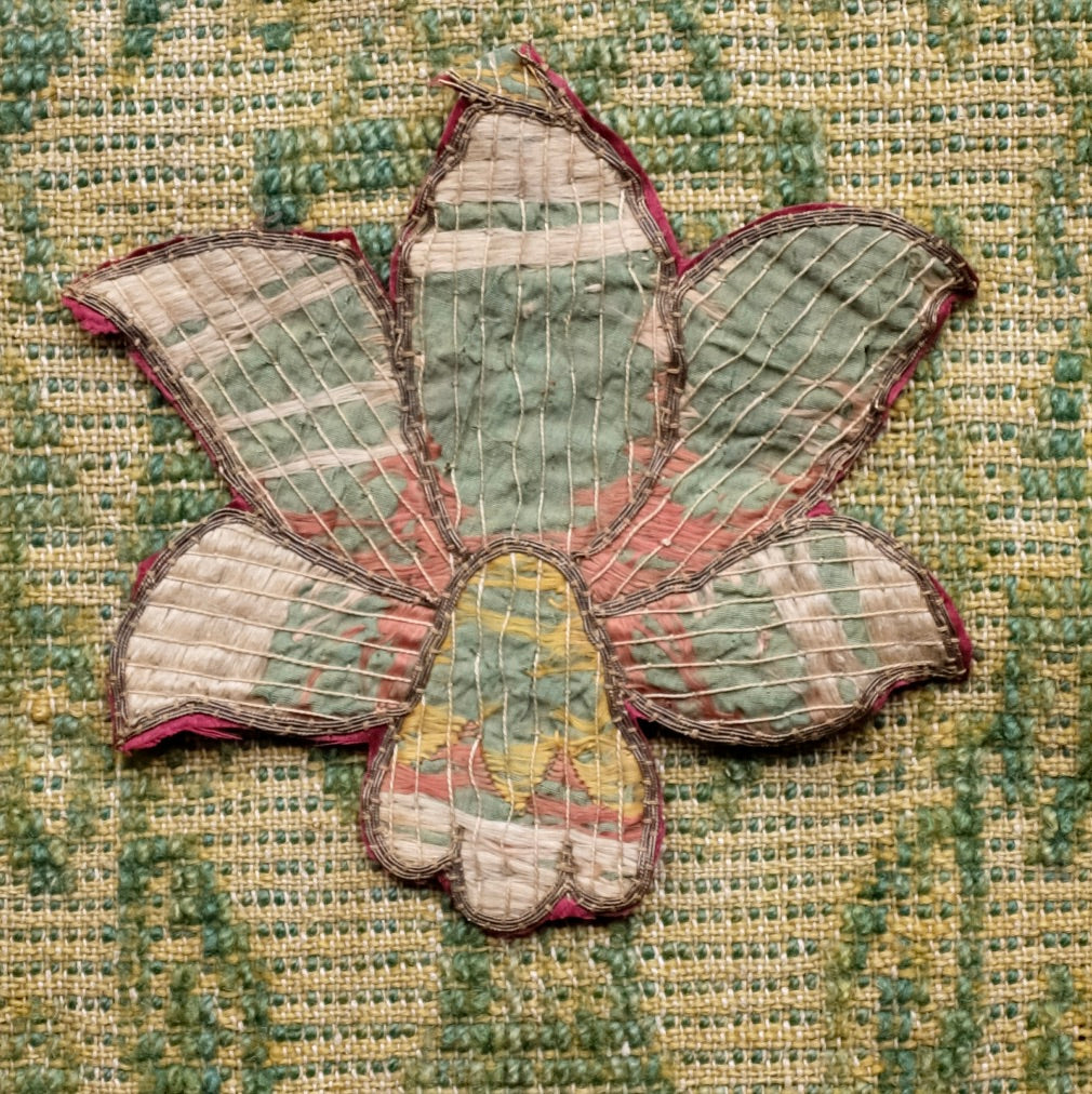 17th Century Italian Silk Embroidered Flower Applique