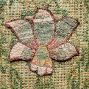 17th Century Italian Silk Embroidered Flower Applique