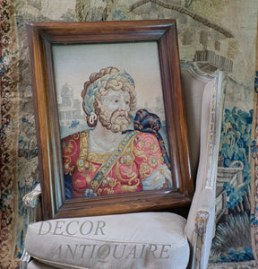 Antique Aubusson  Portrait Tapestry Early 18th Century French Chateau Wall Art Circa 1720