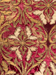 17th Century Venetian Baroque Silk Velvet Appliqued Panel