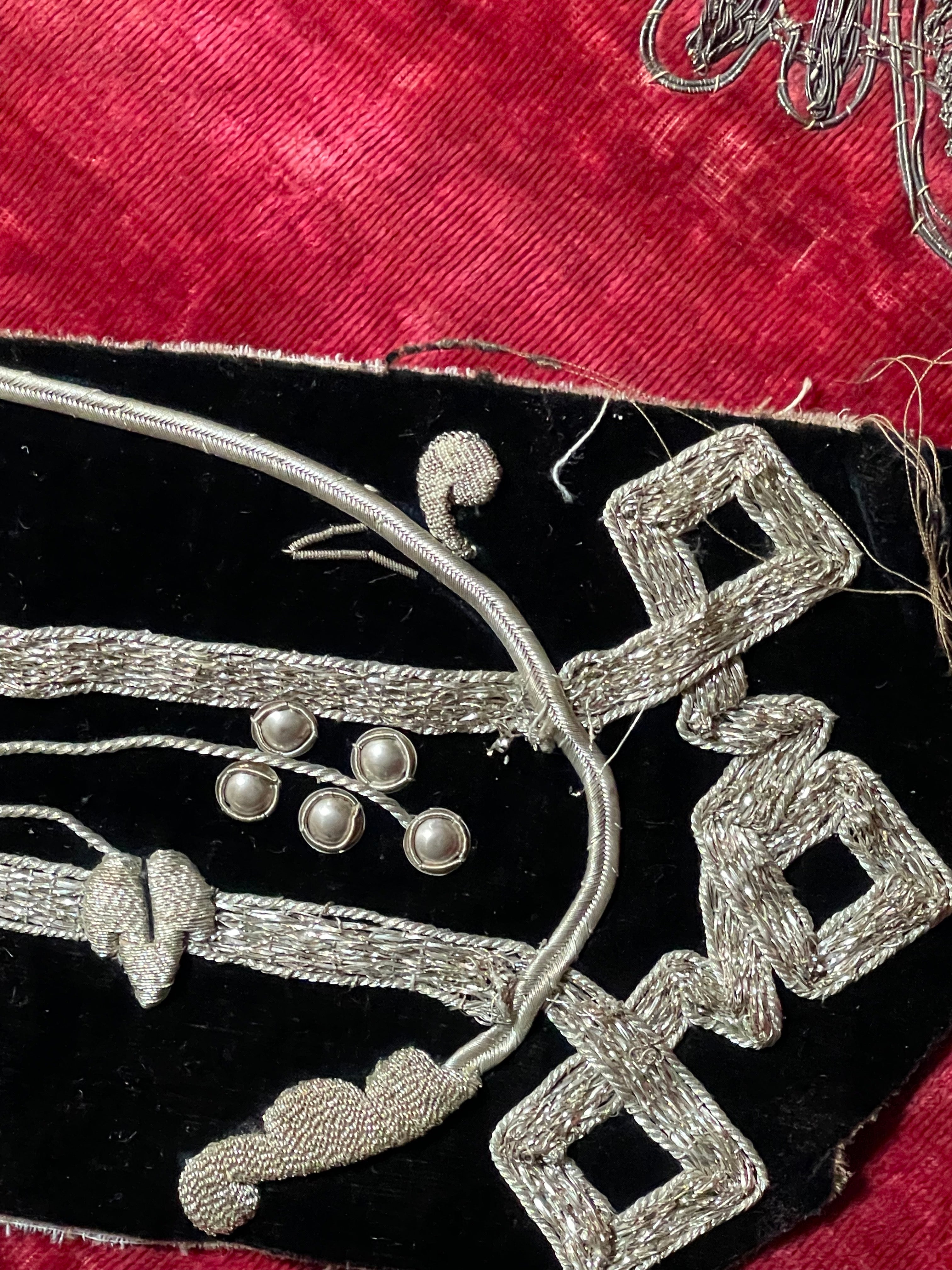 Antique Silver Metallic Embroidered Panel