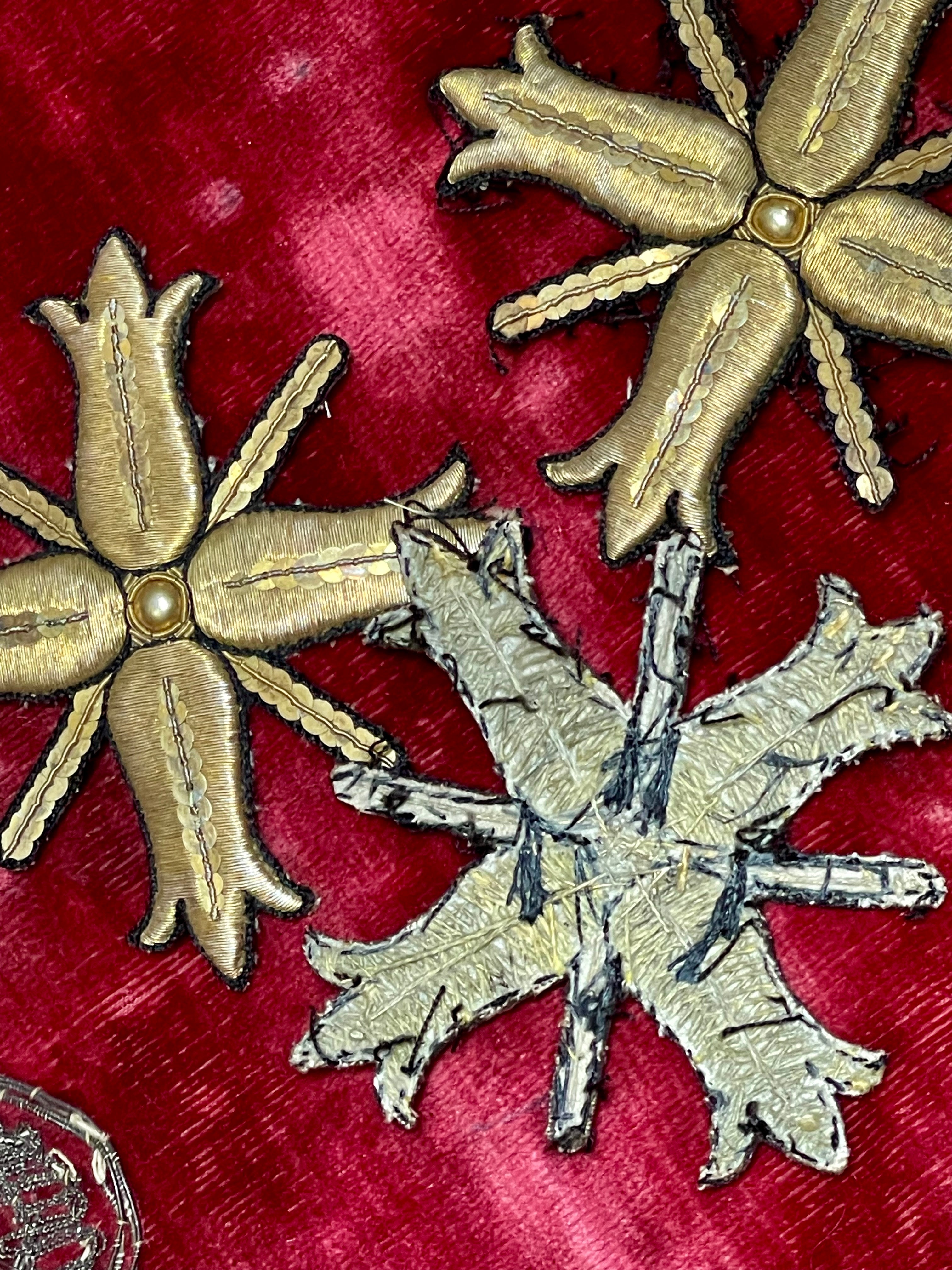 19th Century Gold Metallic Embroidered Cross Applique