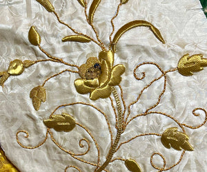 Antique Gold Metallic Embroidery Panel Rose