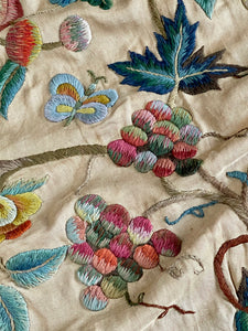 Antique Crewelwork Drape Jacobean Tree of Life Design