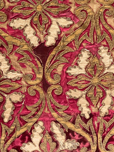 17th Century Venetian Baroque Silk Velvet Appliqued Panel