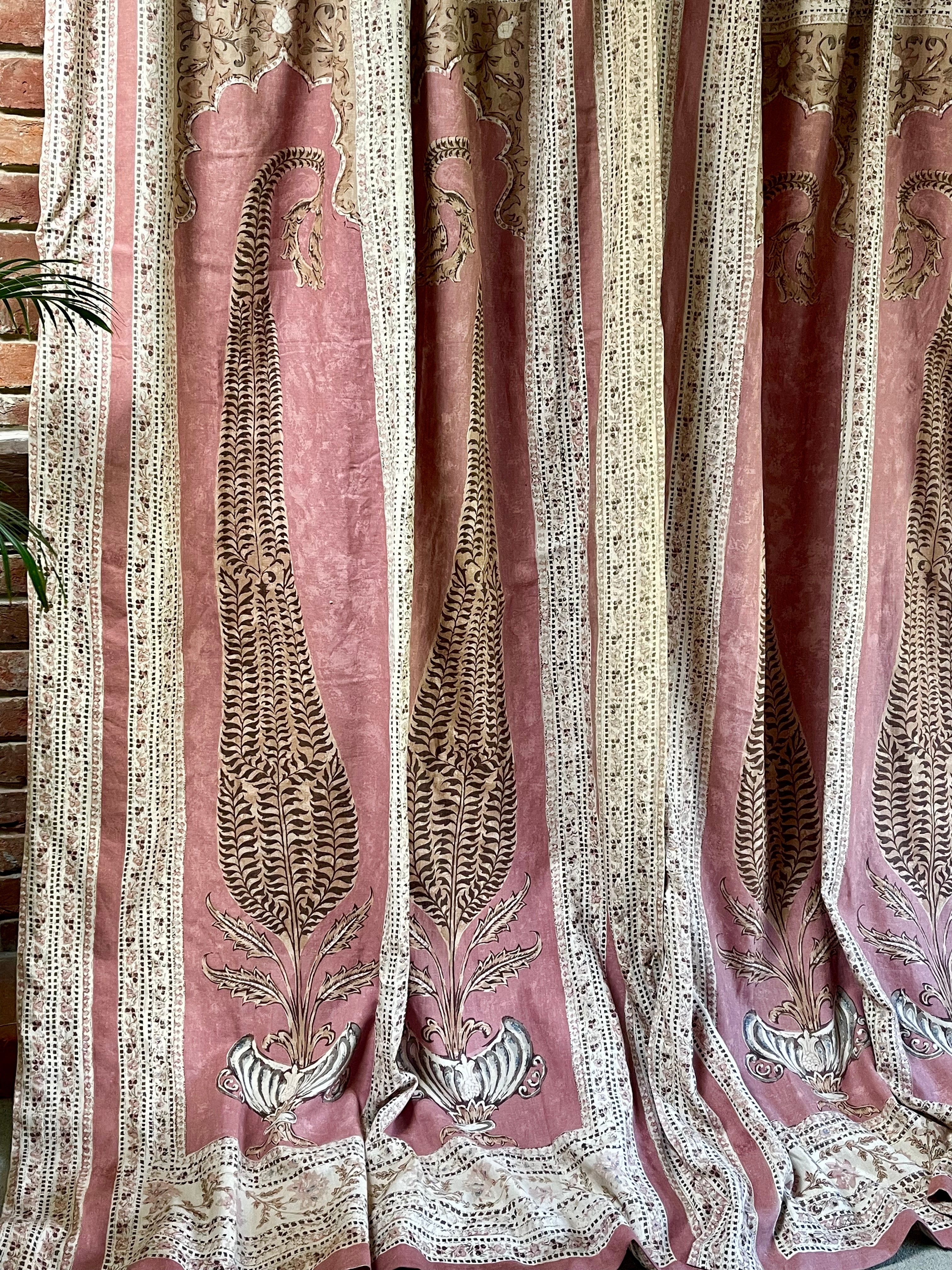 Vintage Printed Linen Curtians By Robert Kime Ashoka Design