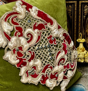 17th Century Venetian Stumpwork Velvet Silk Panel