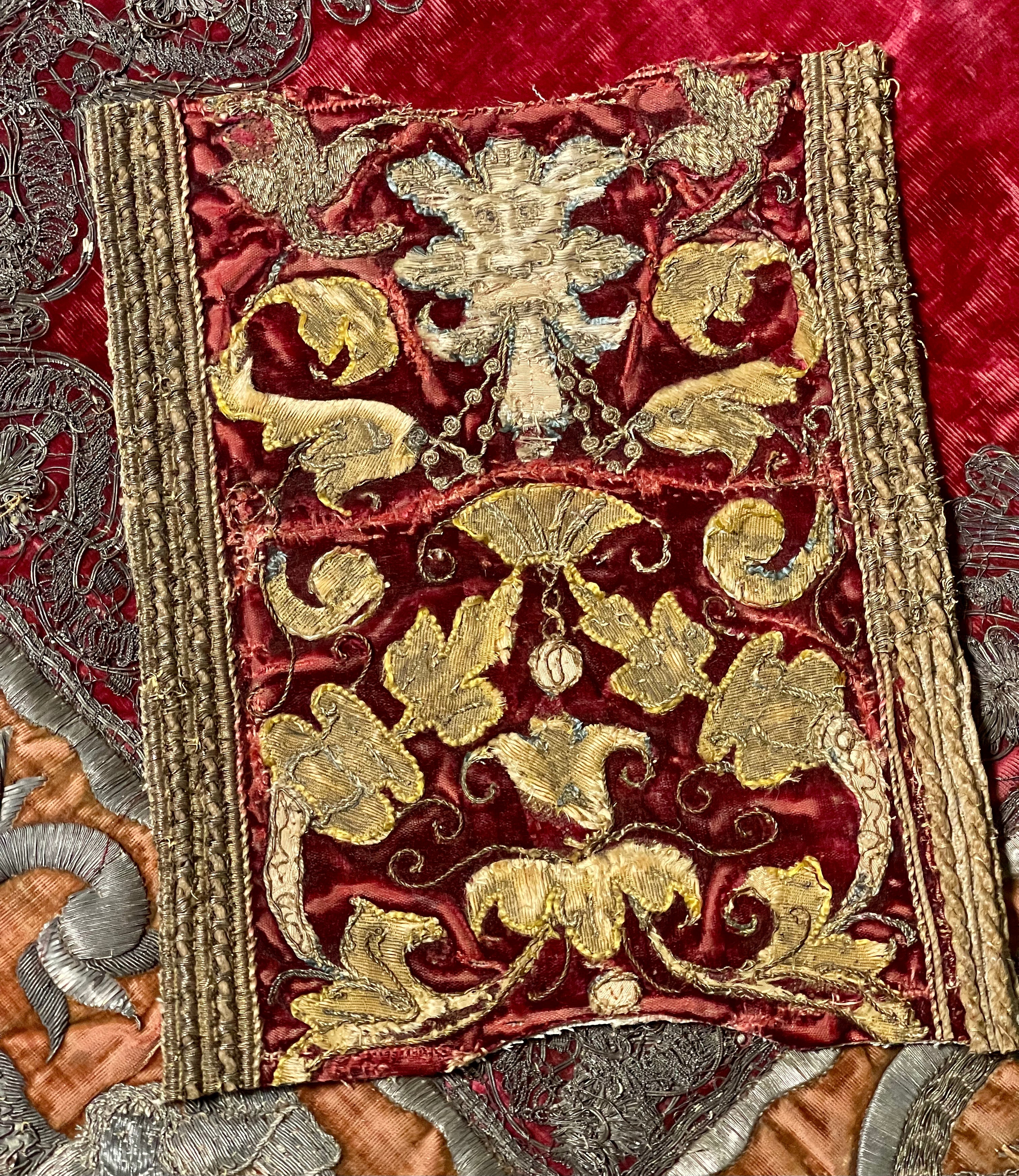 Circa 1620 Italian Embroidered Silk Velvet