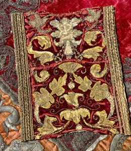 Circa 1620 Italian Embroidered Silk Velvet