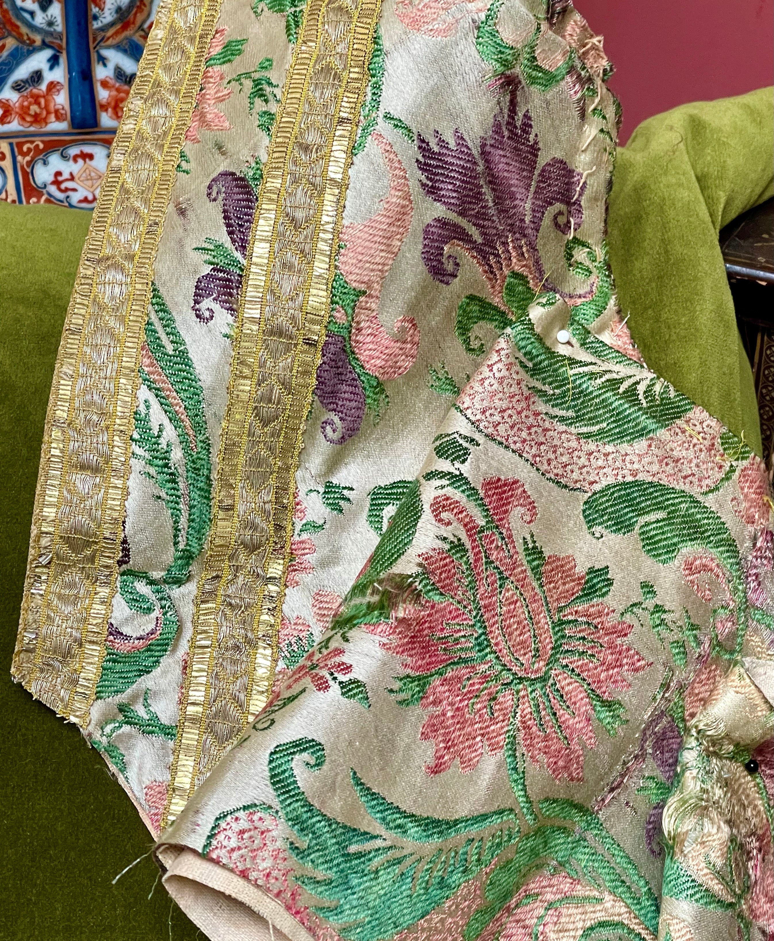 18th Century French Silk Brocade Chasuble Panel