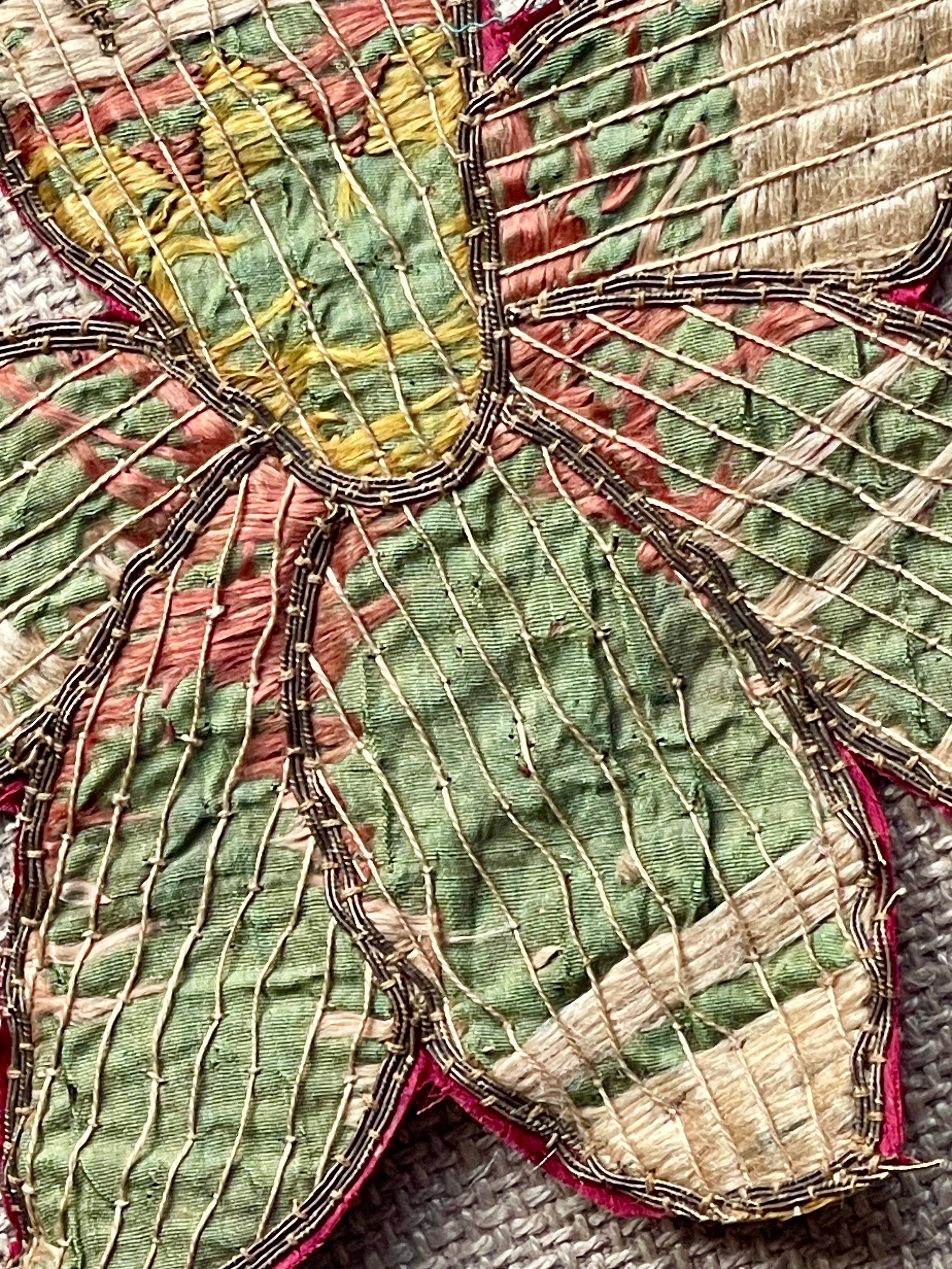 17th Century Italian Needlework Flower Applique