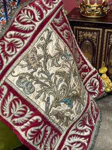 18th Century Embroidered Silk and Velvet Panel