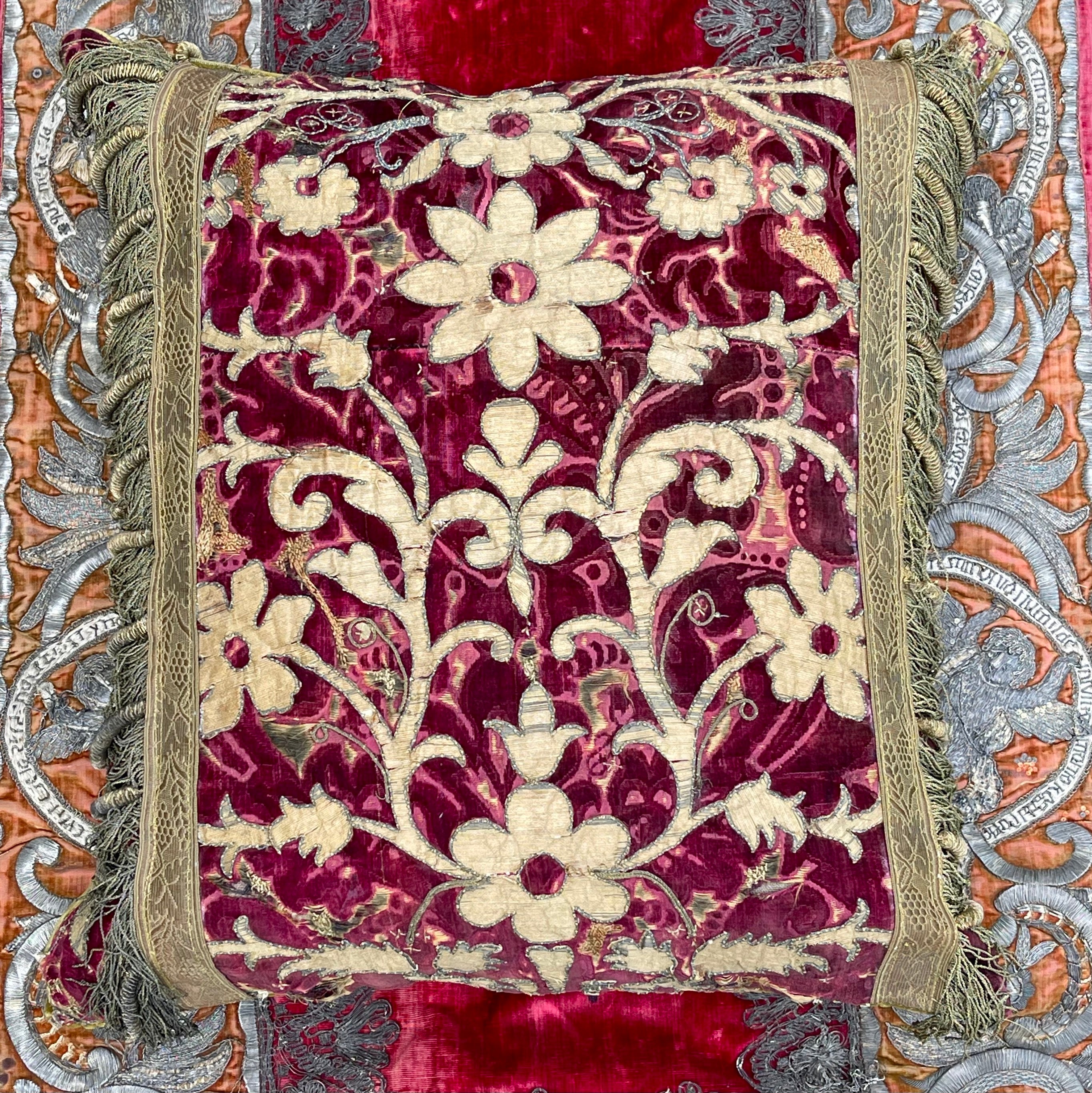 Bespoke Hand Made Pillow Renaissance Velvet Circa 1600