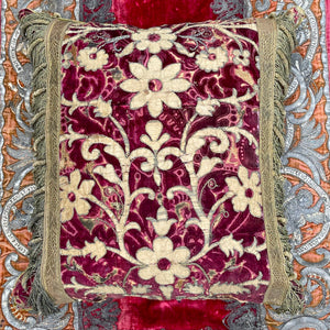 Bespoke Hand Made Pillow Renaissance Velvet Circa 1600