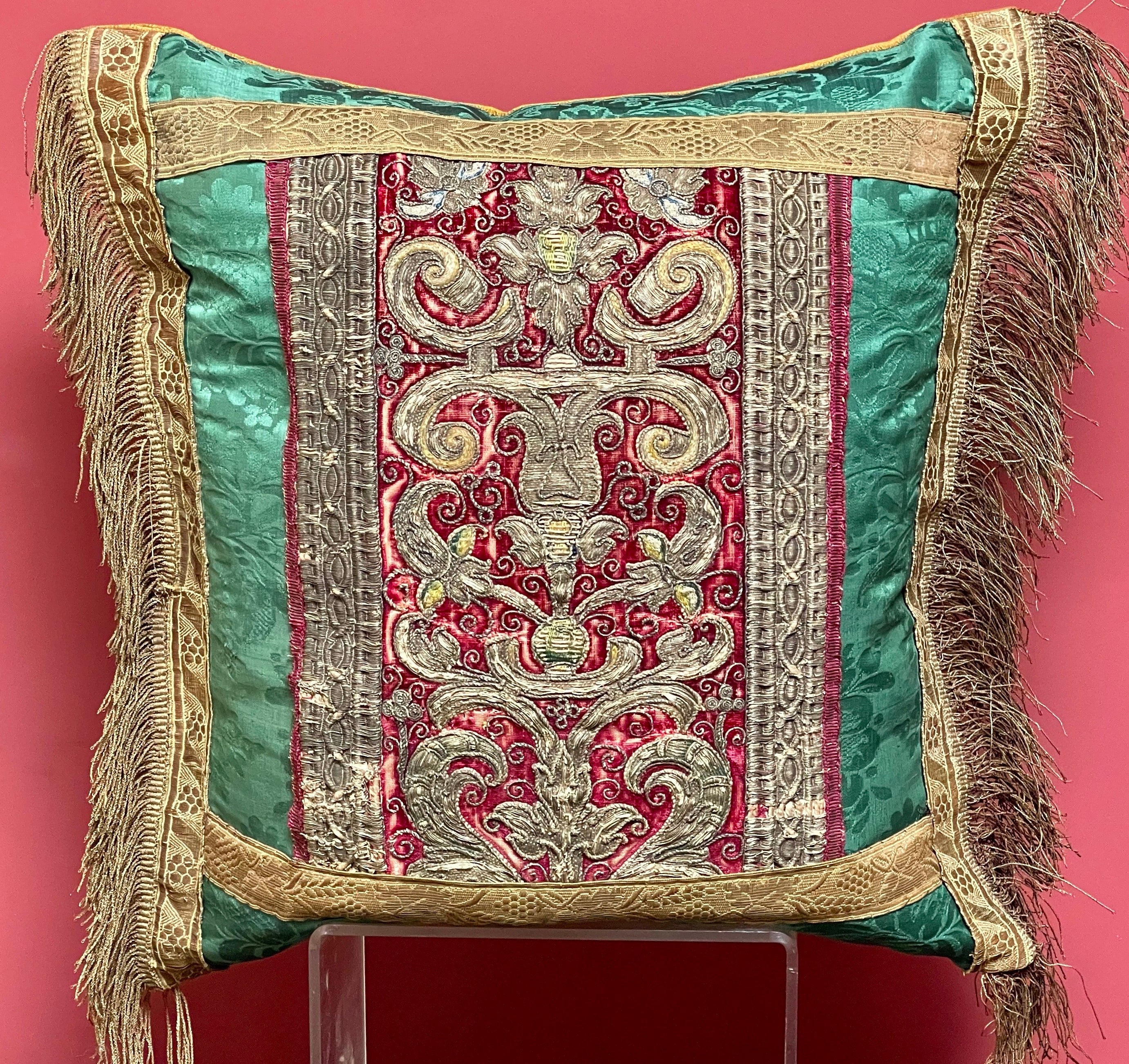 Antique Pillow Renaissance Panel Circa 1600