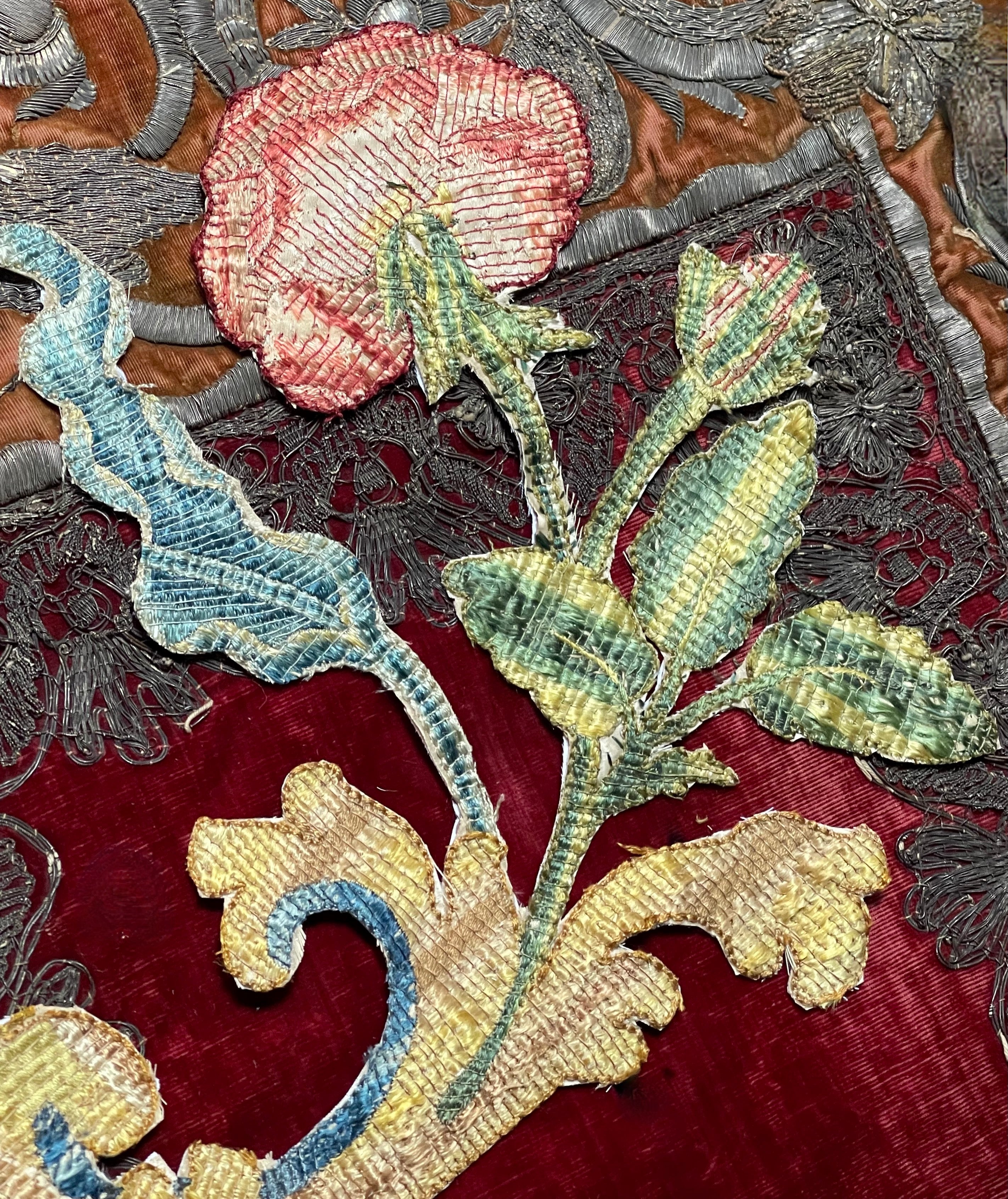 17th Century Silk Embroidered Slip   Flower