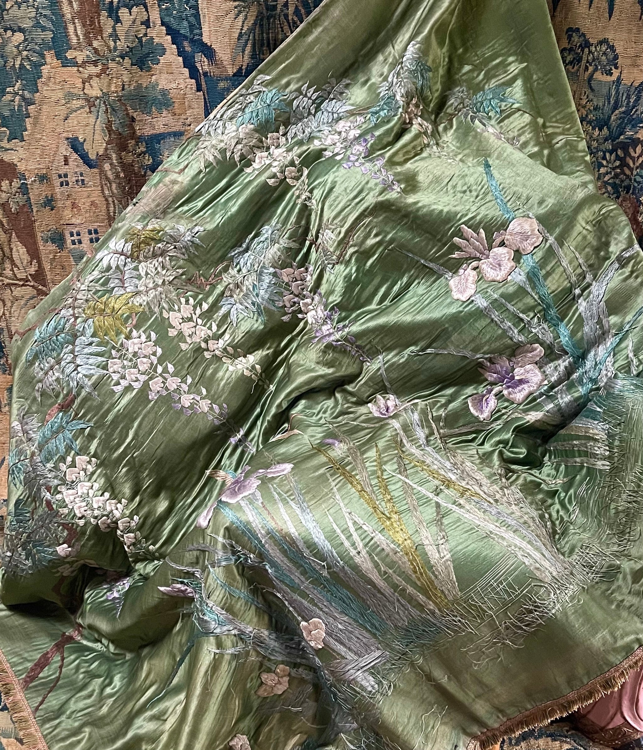 Antique Japanese Embroidered Silk Cover