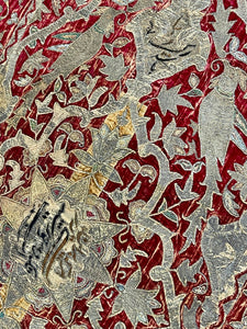 18th Century Persian Silk Velvet Metal Thread Panel