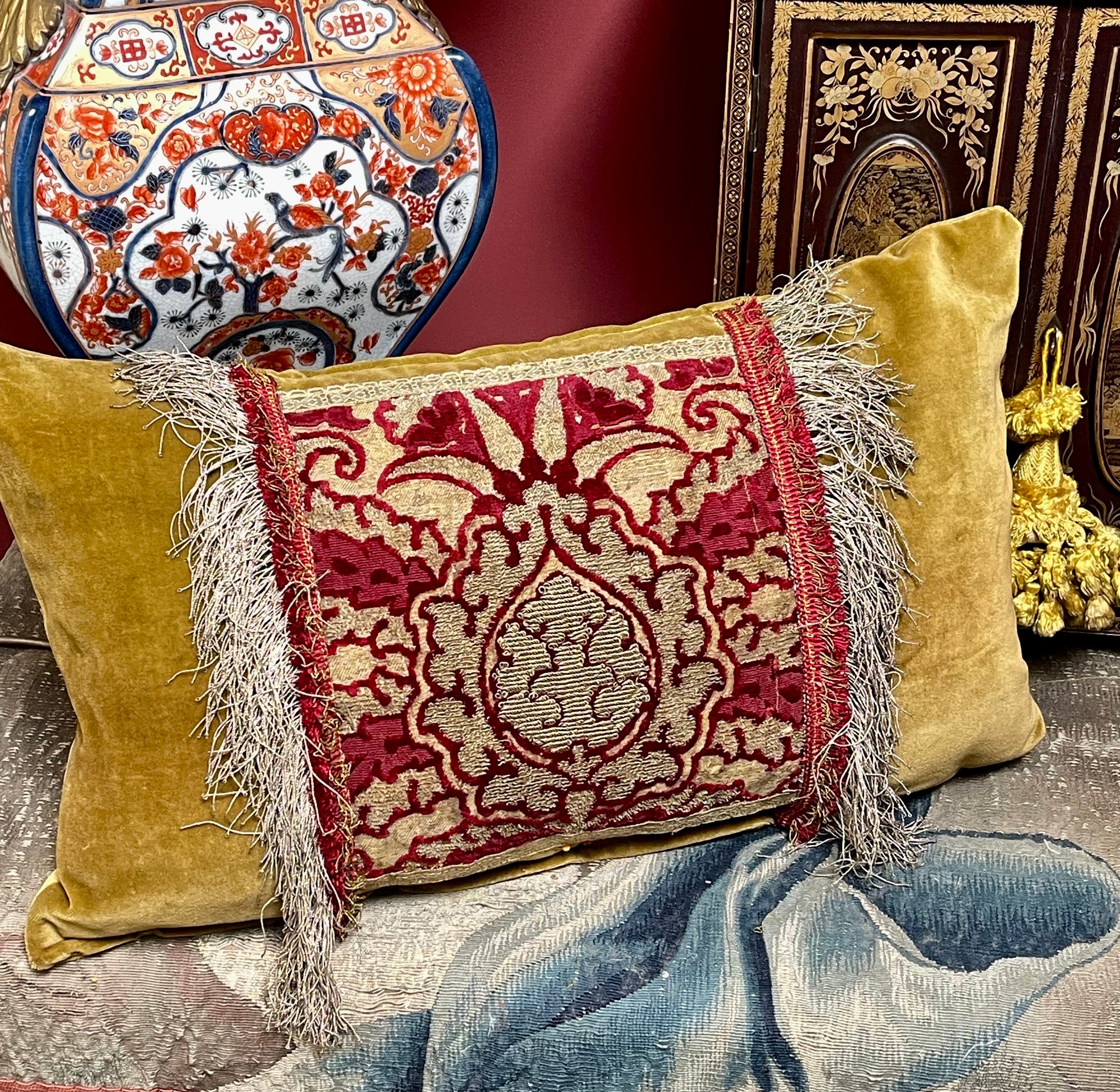 Antique Pillow 16th Century Venetian Pomegranate Panel
