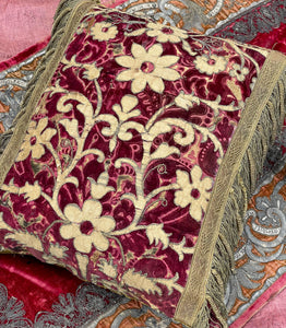 Bespoke Hand Made Pillow Renaissance Velvet Circa 1600