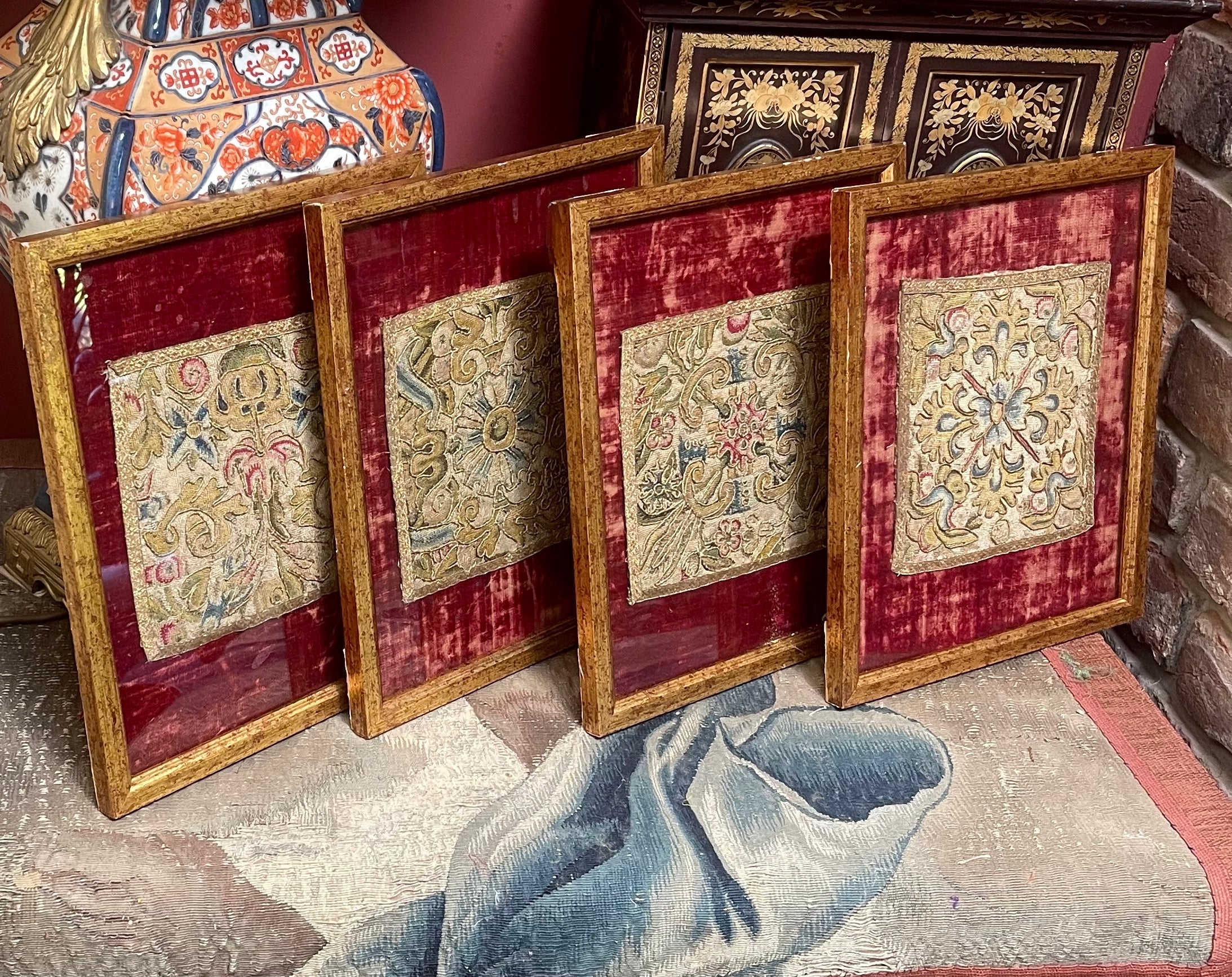 17th Century English Needlework Panels Set of 4