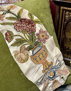 18th Century Embroidery Flowers Urn