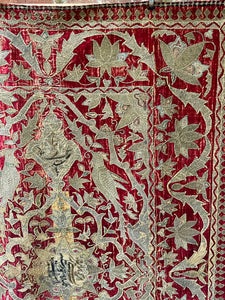 18th Century Persian Silk Velvet Metal Thread Panel