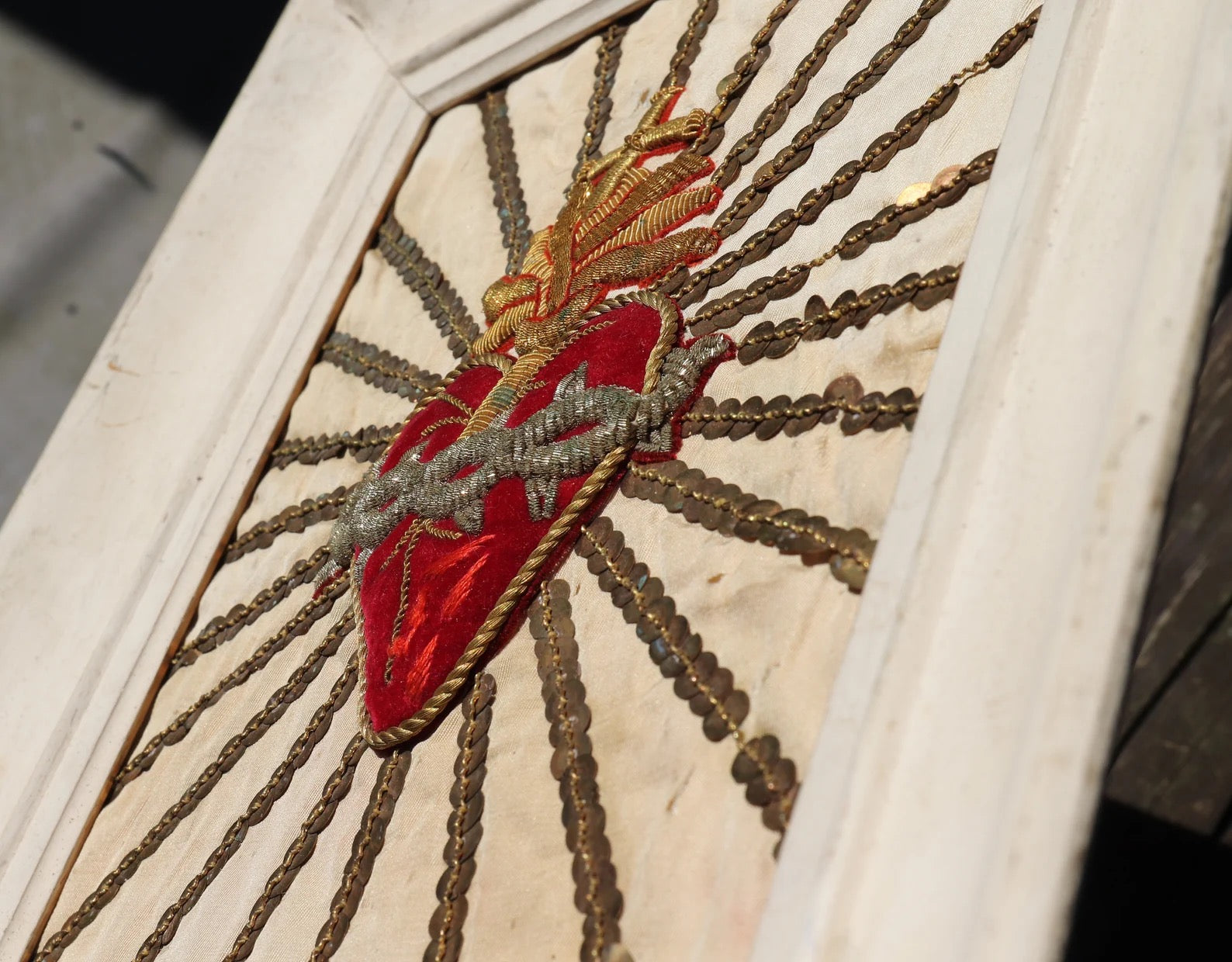 Antique Embroidered Sacred Heart