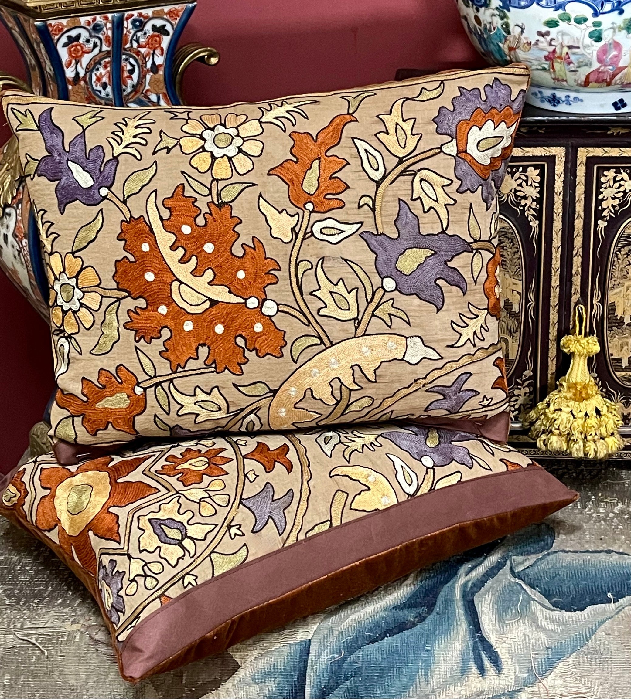 Antique Suzani Pillows Set of 4