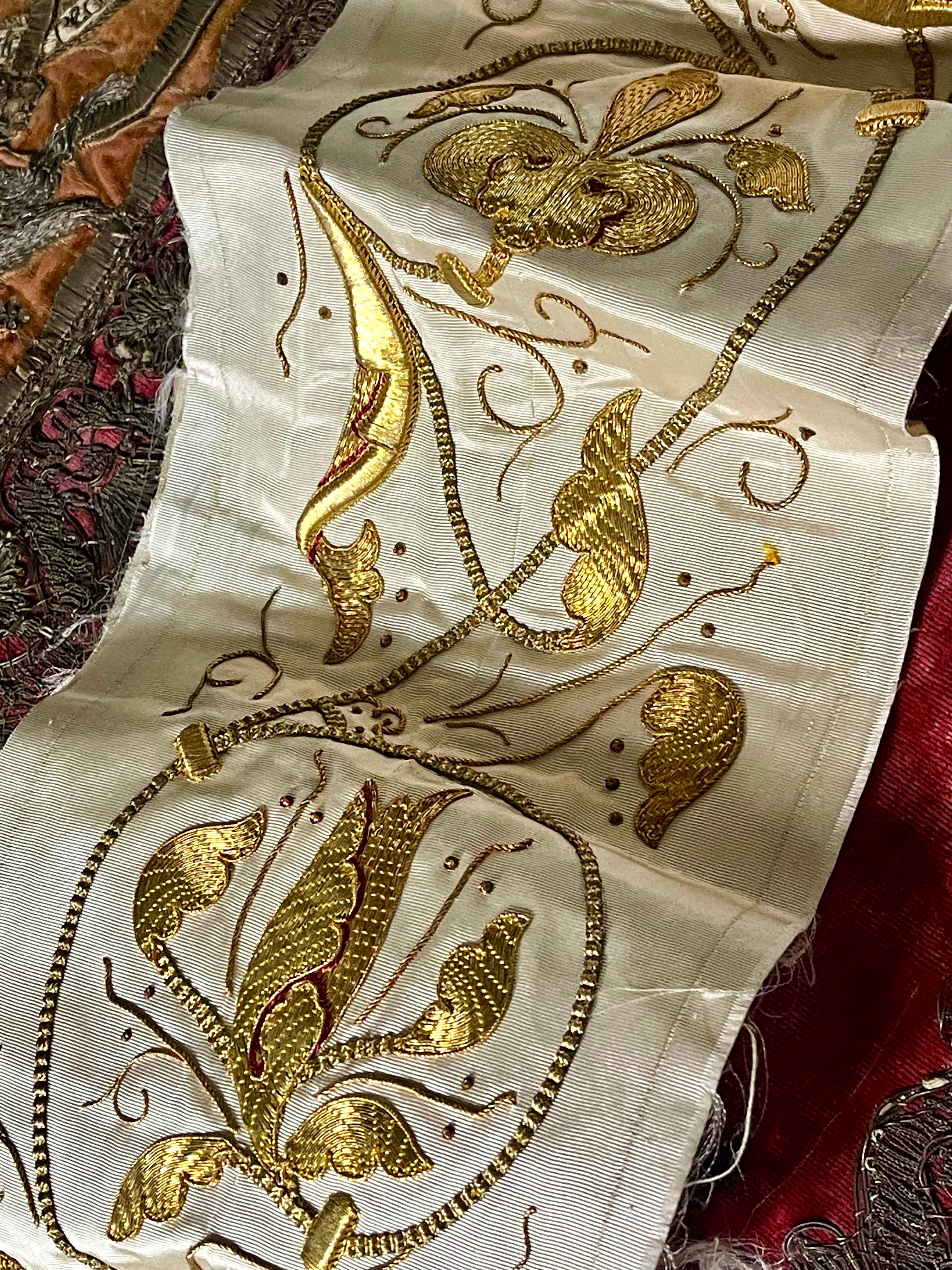 Antique Vestment Panel Gold Metallic Embroidery