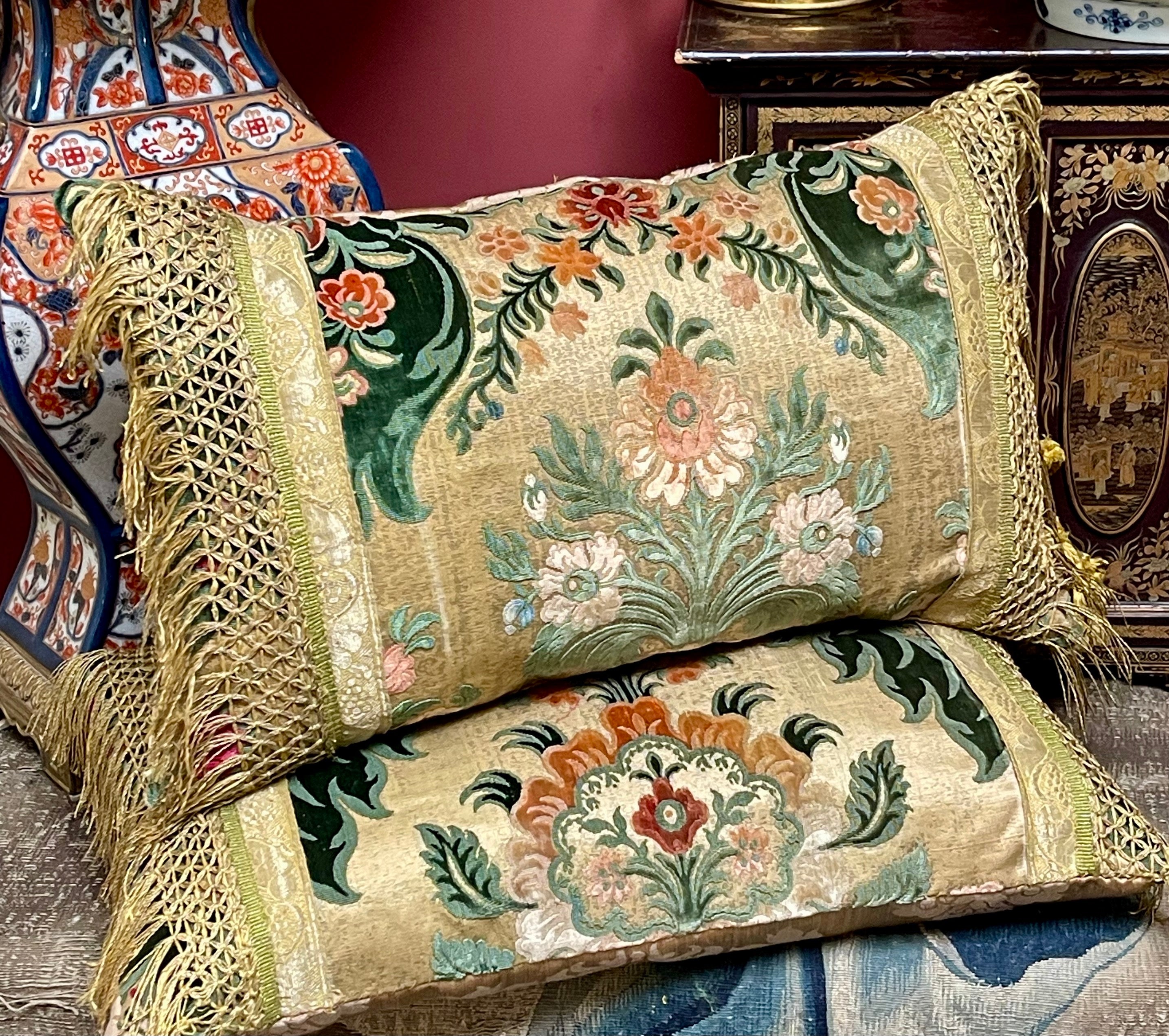 Antique Genoa Velvet Pillows  PAIR