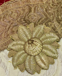 Antique French Gold Thread Flower Applique   S5251