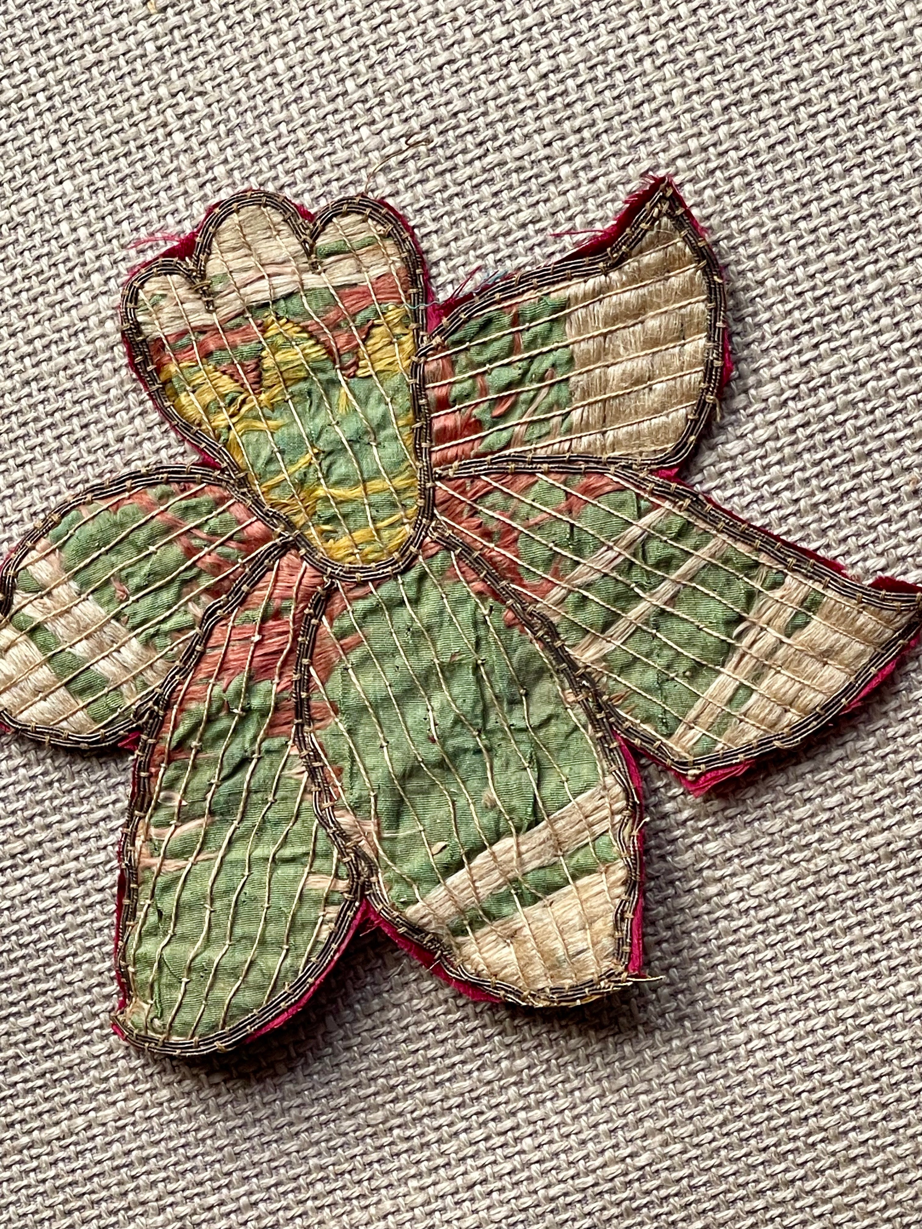 17th Century Italian Needlework Flower Applique